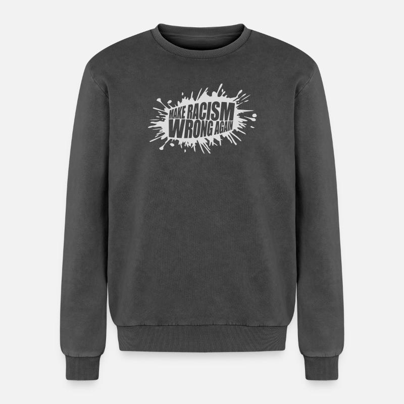make racism wrong again - Relaxed Unisex Premium Acid-Washed Sweatshirt - Schwarz Acid Wash