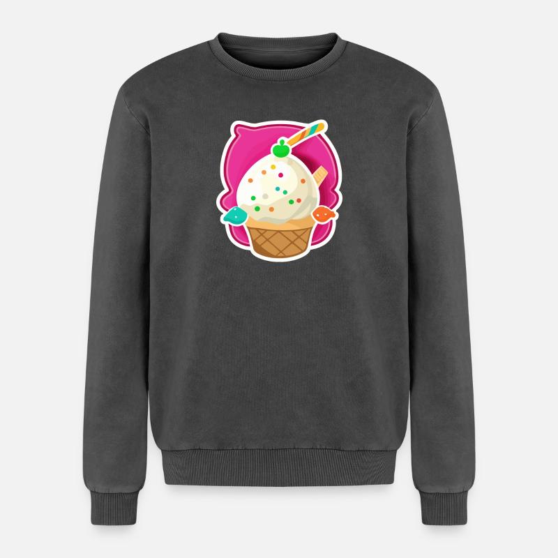 Eis, Eiscreme - Relaxed Unisex Premium Acid Washed Sweatshirt - acid washed black