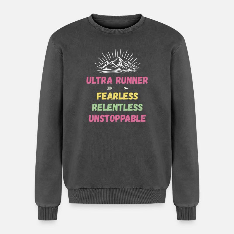 Ultra Runner - Intrépide. Implacable. Imparable. - Sweatshirt unisexe Premium acid-wash en coton - noir délavé acide
