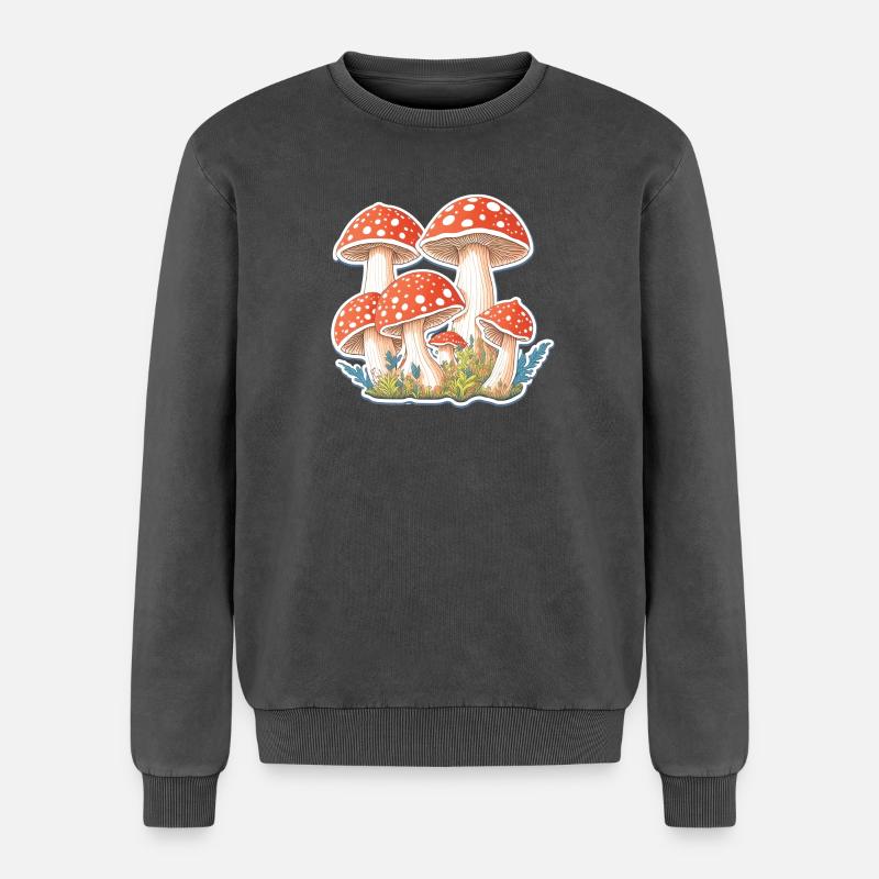 Toadstools, mushrooms - Relaxed Unisex Premium Acid Washed Sweatshirt - acid washed black