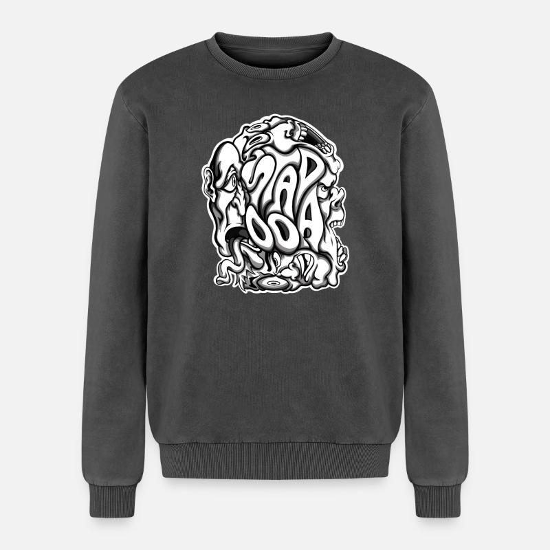 Stapooa2 - Relaxed Unisex Premium Acid-Washed Sweatshirt - Schwarz Acid Wash