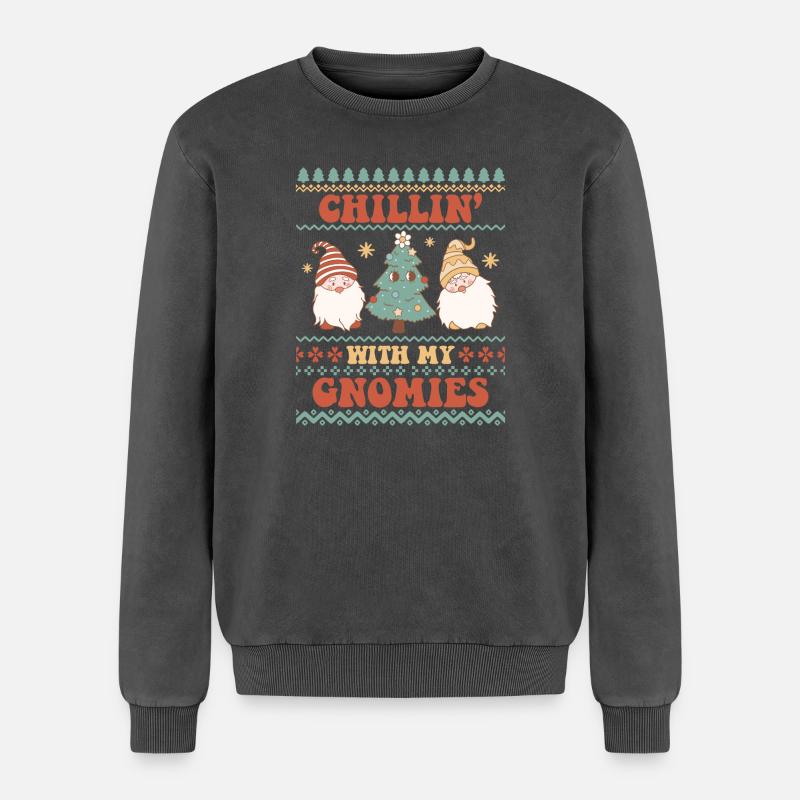 Hässlicher Weihnachtspullover - Relaxed Unisex Premium Acid-Washed Sweatshirt - Schwarz Acid Wash