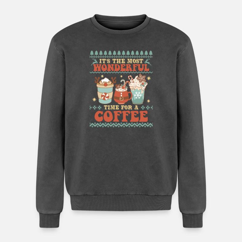 Hässlicher Weihnachtspullover - Relaxed Unisex Premium Acid-Washed Sweatshirt - Schwarz Acid Wash
