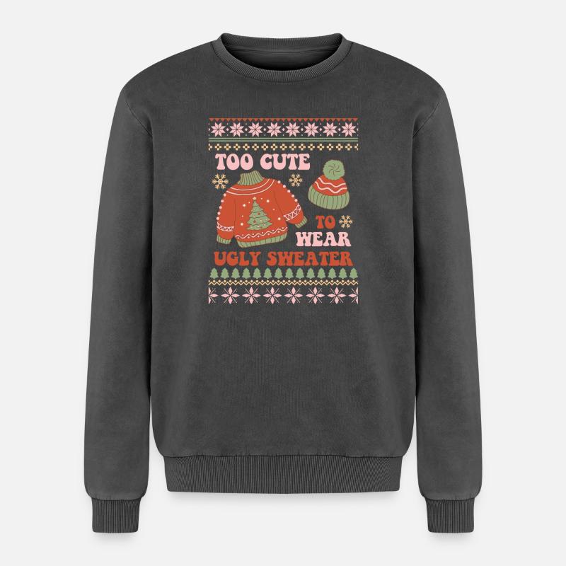 Hässlicher Weihnachtspullover - Relaxed Unisex Premium Acid-Washed Sweatshirt - Schwarz Acid Wash