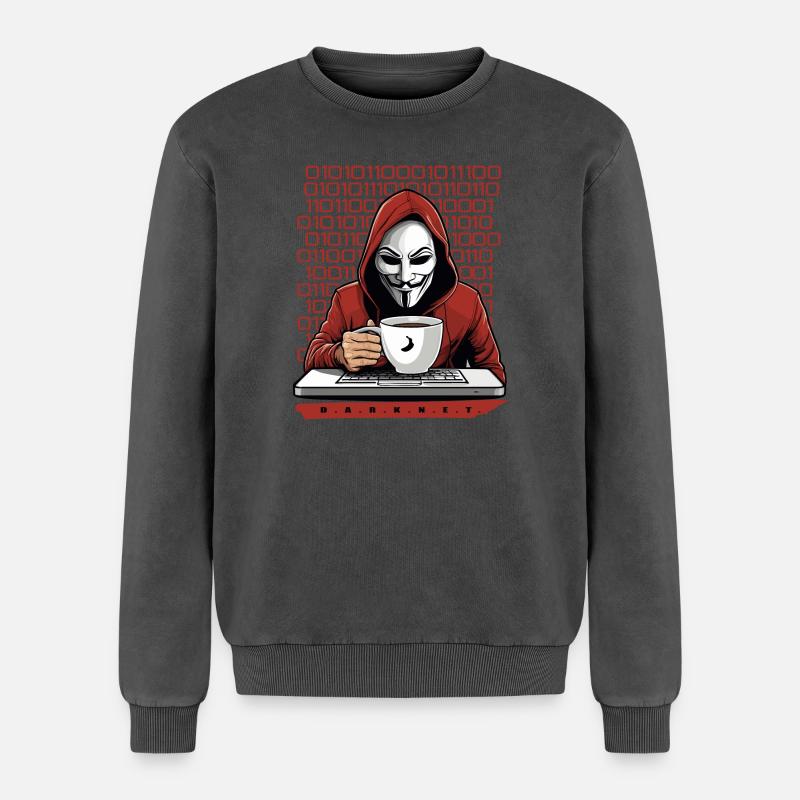 Anonymous Hacker - Relaxed Unisex Premium Acid Washed Sweatshirt - acid washed black
