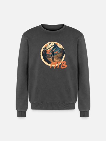Mountainbike - Relaxed Unisex Premium Acid-Washed Sweatshirt - Schwarz Acid Wash
