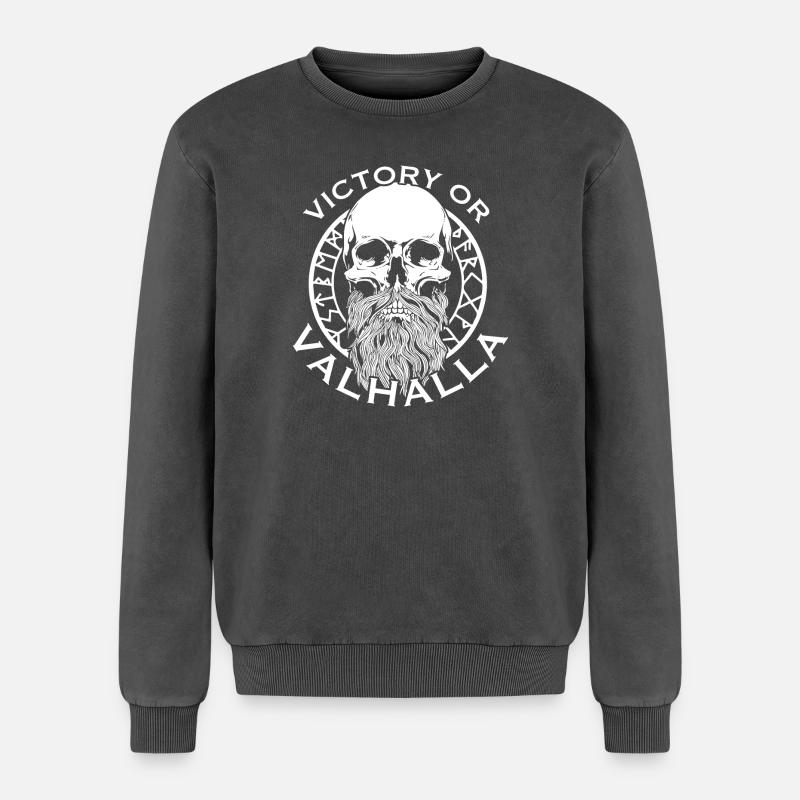 Victoria oder Walhalla - Relaxed Unisex Premium Acid-Washed Sweatshirt - Schwarz Acid Wash