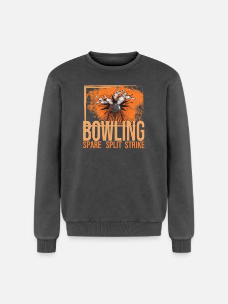Bowling - Spare - Split - Strike - Relaxed Unisex Premium Acid-Washed Sweatshirt - Schwarz Acid Wash