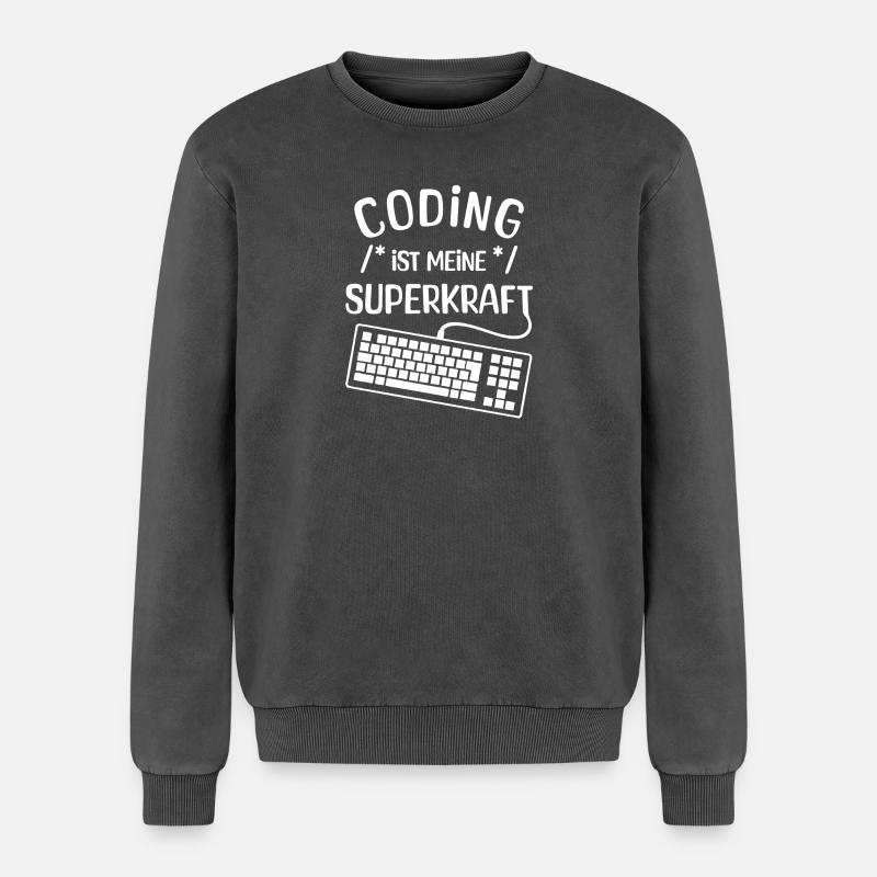 Code Skripting Statement Computerfreak Developer - Relaxed Unisex Premium Acid-Washed Sweatshirt - Schwarz Acid Wash