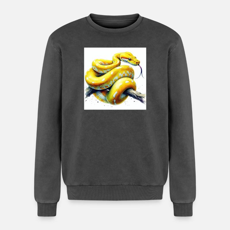 Python jaune - Sweatshirt unisexe Premium acid-wash en coton - noir délavé acide