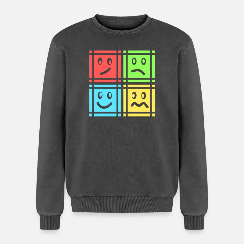 Geometric Patterns - Relaxed Unisex Premium Acid Washed Sweatshirt - acid washed black