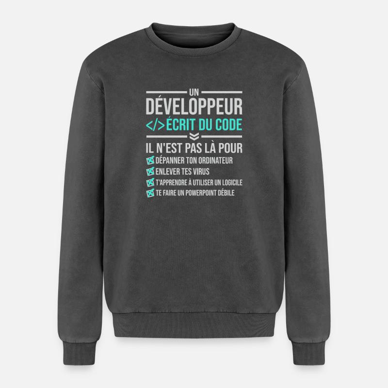 Developer Writing Code - Relaxed Unisex Premium Acid Washed Sweatshirt - acid washed black