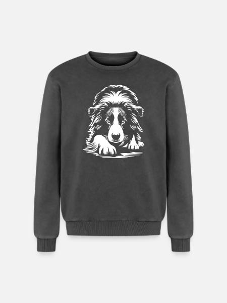 Border Collie "Black Edition" - Relaxed Unisex Premium Acid Washed Sweatshirt - acid washed black