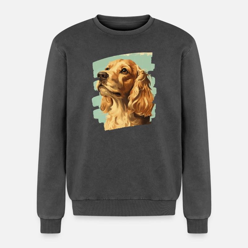 Cocker Spaniel - Relaxed Unisex Premium Acid-Washed Sweatshirt - Schwarz Acid Wash