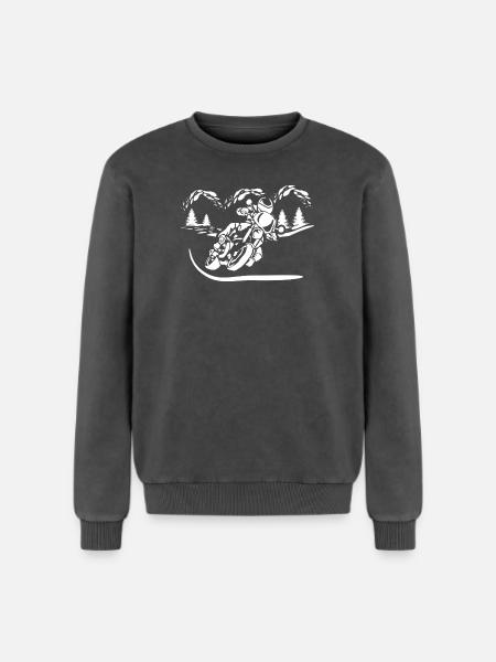 Motorrad Waldsilhouette - Relaxed Unisex Premium Acid-Washed Sweatshirt - Schwarz Acid Wash