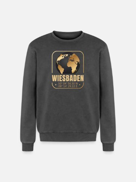 Wiesbaden - Relaxed Unisex Premium Acid-Washed Sweatshirt - Schwarz Acid Wash
