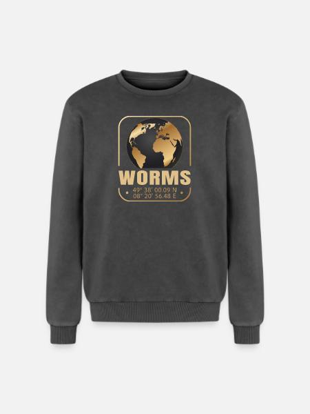 Worms - Relaxed Unisex Premium Acid-Washed Sweatshirt - Schwarz Acid Wash