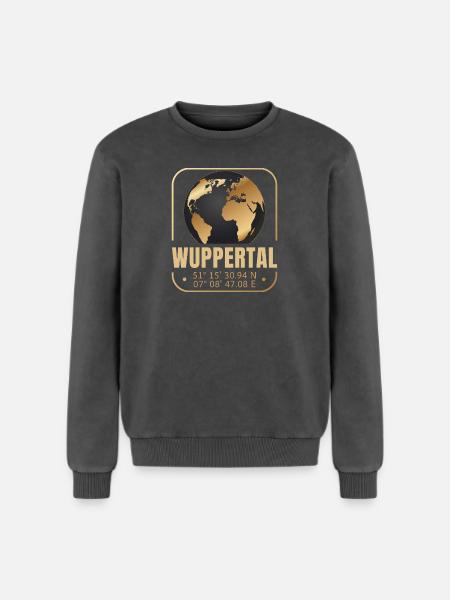Wuppertal - Relaxed Unisex Premium Acid-Washed Sweatshirt - Schwarz Acid Wash