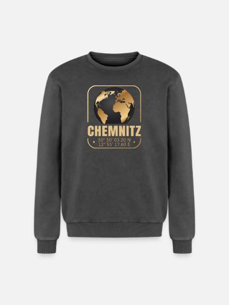 Chemnitz - Relaxed Unisex Premium Acid-Washed Sweatshirt - Schwarz Acid Wash