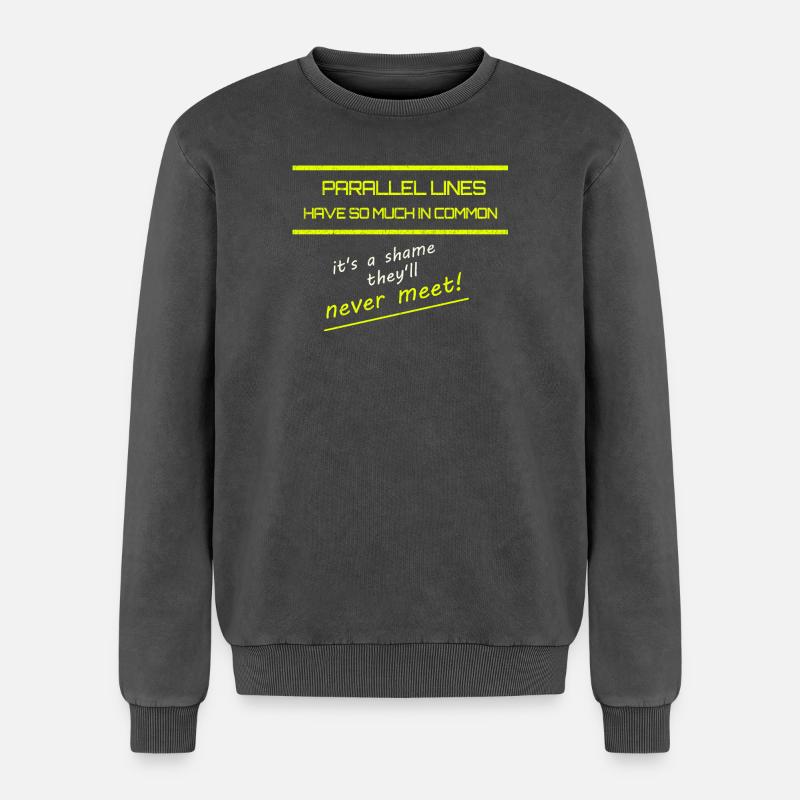 Funny Parallel Lines Math Tee - Relaxed Unisex Premium Acid Washed Sweatshirt - acid washed black