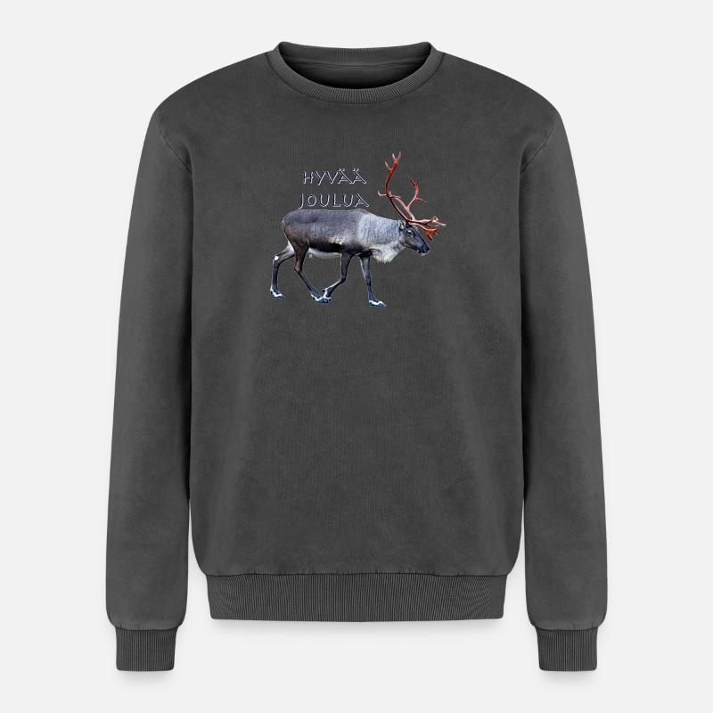 Hyvaa Joulua - Relaxed Unisex Premium Acid-Washed Sweatshirt - Schwarz Acid Wash