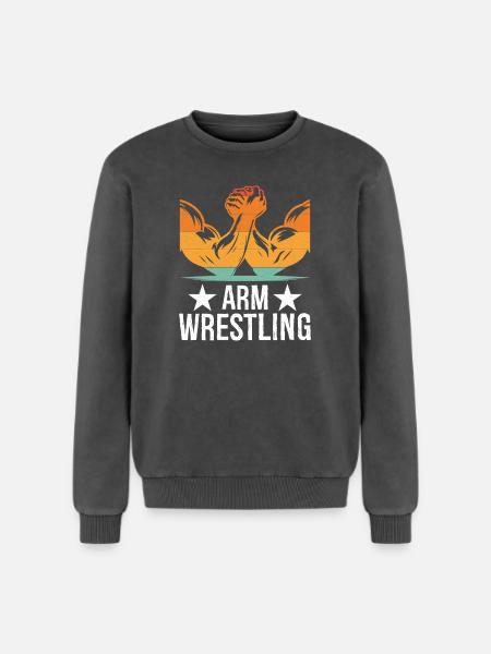 Arm Wrestling Tee - Relaxed Unisex Premium Acid-Washed Sweatshirt - Schwarz Acid Wash