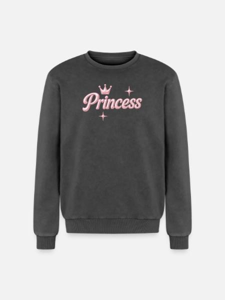 Prinzessin / Princess / Chrome Y2K Design - Relaxed Unisex Premium Acid Washed Sweatshirt - acid washed black