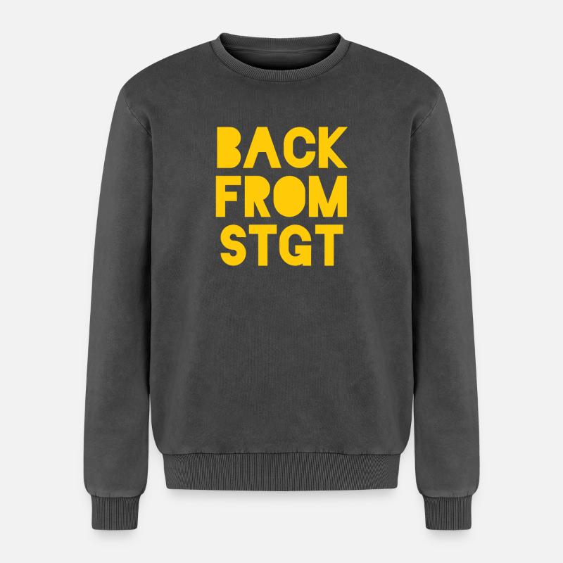 Back from Stuttgart - Relaxed Unisex Premium Acid-Washed Sweatshirt - Schwarz Acid Wash