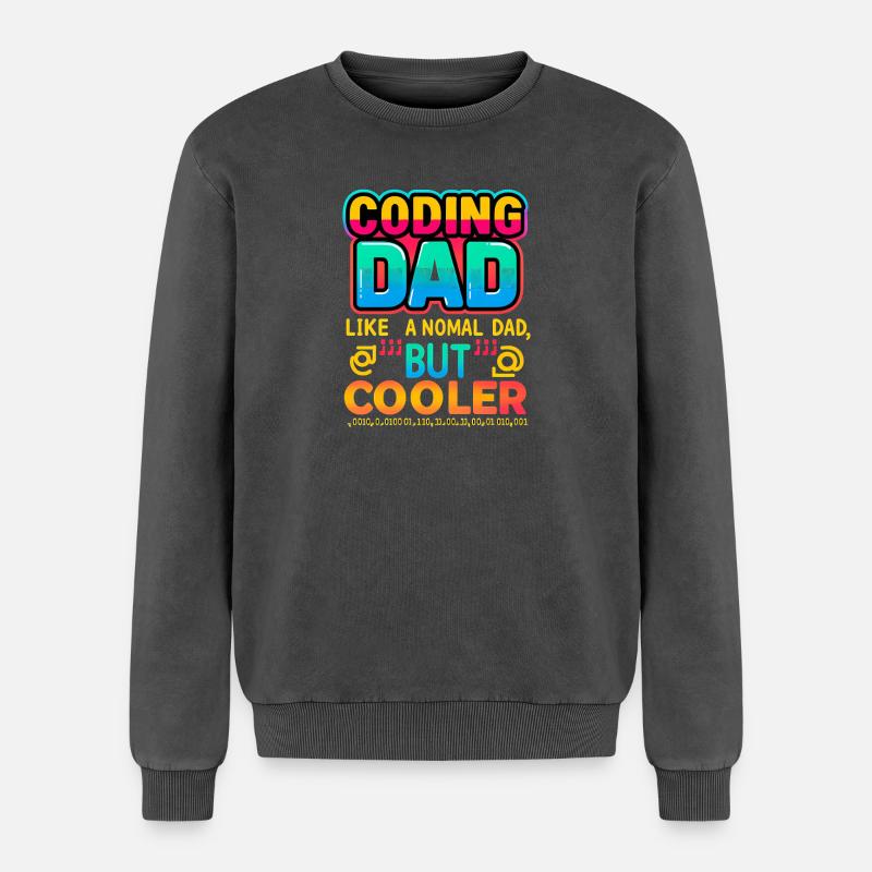 Codage Papa Cooler, Programmeur - Sweatshirt unisexe Premium acid-wash en coton - noir délavé acide