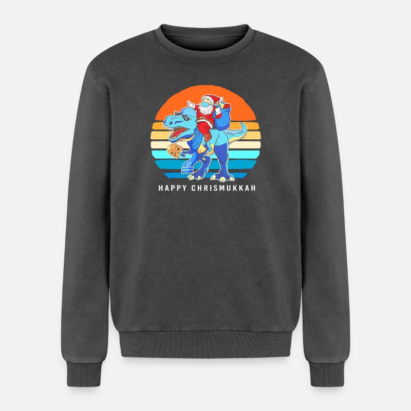 Hanoukka Hanoukka Hanoukka Noël - Sweatshirt unisexe Premium acid-wash en coton - noir délavé acide