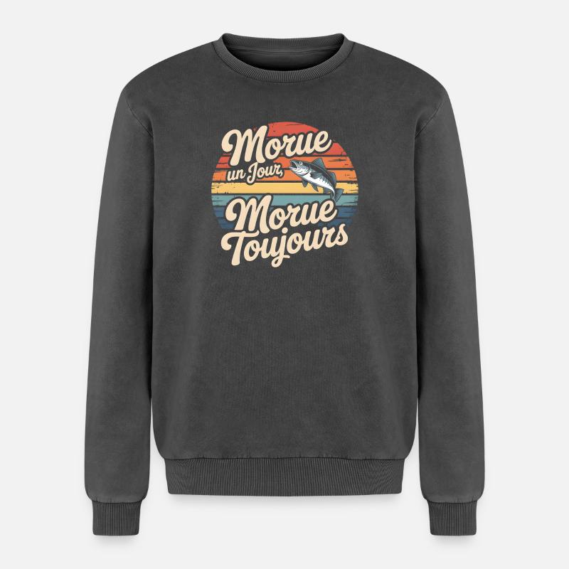 Once cod Cod - Relaxed Unisex Premium Acid Washed Sweatshirt - acid washed black