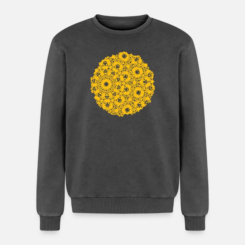 Moon Pattern - Relaxed Unisex Premium Acid Washed Sweatshirt - acid washed black