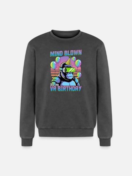 Birthday Gamer VR - Relaxed Unisex Premium Acid Washed Sweatshirt - acid washed black