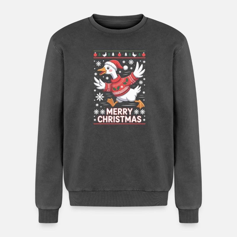 Weihnachtsgans im Pullover - Relaxed Unisex Premium Acid-Washed Sweatshirt - Schwarz Acid Wash