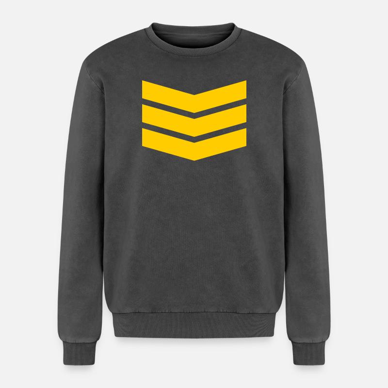 Chevron Stack Bold Pattern - Relaxed Unisex Premium Acid Washed Sweatshirt - acid washed black
