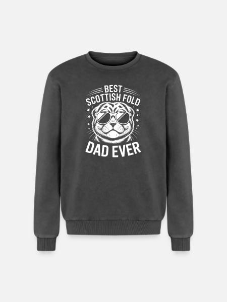Scottish Folding Cats Scottish Fold Gift - Relaxed Unisex Premium Acid Washed Sweatshirt - acid washed black