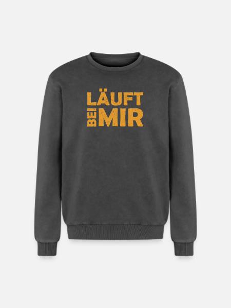 Runs with me - Cool saying - Running - Relaxed Unisex Premium Acid Washed Sweatshirt - acid washed black