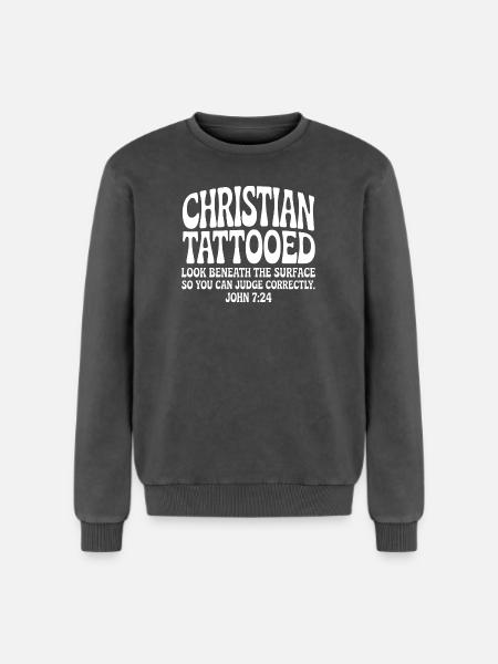 Christian Tattooed Look Beneath Surface - Relaxed Unisex Premium Acid Washed Sweatshirt - acid washed black
