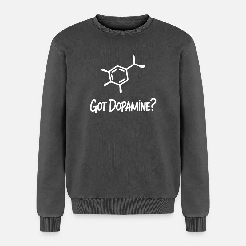 Dopamine Molecule Tee - Relaxed Unisex Premium Acid Washed Sweatshirt - acid washed black