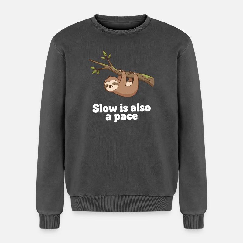 Slow is also a pace - Relaxed Unisex Premium Acid Washed Sweatshirt - acid washed black