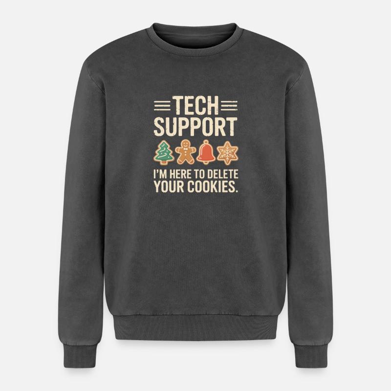 Technische Support-Cookies: Yuletide debuggen - Relaxed Unisex Premium Acid-Washed Sweatshirt - Schwarz Acid Wash