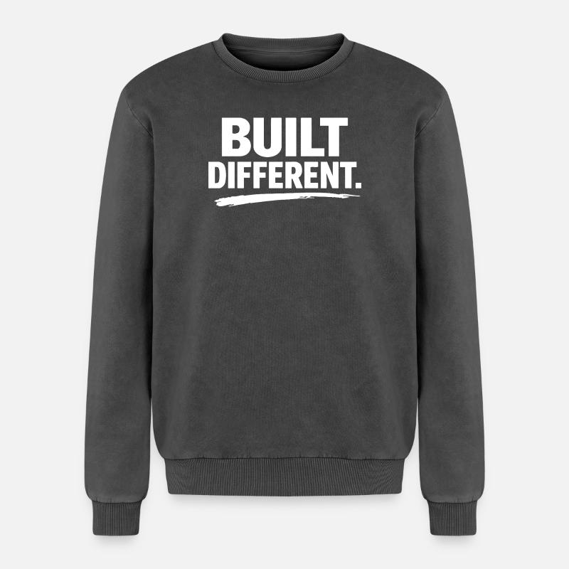 Construit différemment - Sweatshirt unisexe Premium acid-wash en coton - noir délavé acide