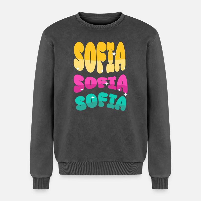 Sofia Name - Relaxed Unisex Premium Acid-Washed Sweatshirt - Schwarz Acid Wash