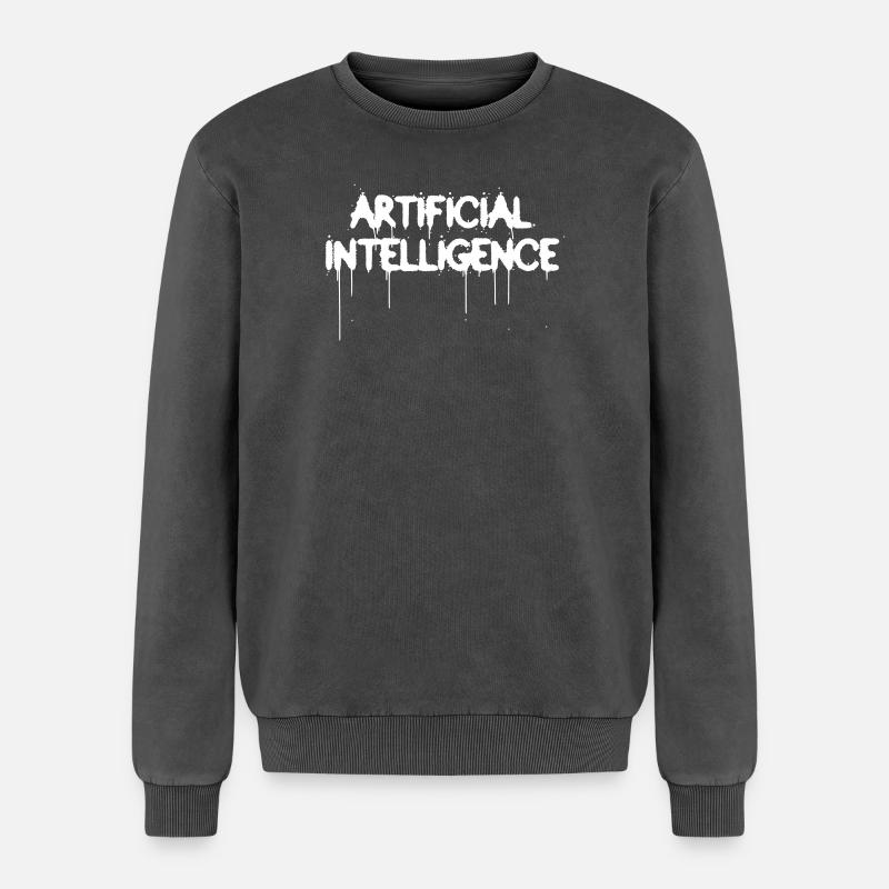 Artificial Intelligence Graffiti AI - Relaxed Unisex Premium Acid-Washed Sweatshirt - Schwarz Acid Wash