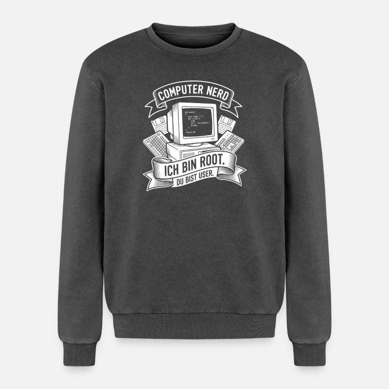 I'm a Root Computer Nerd - Relaxed Unisex Premium Acid Washed Sweatshirt - acid washed black