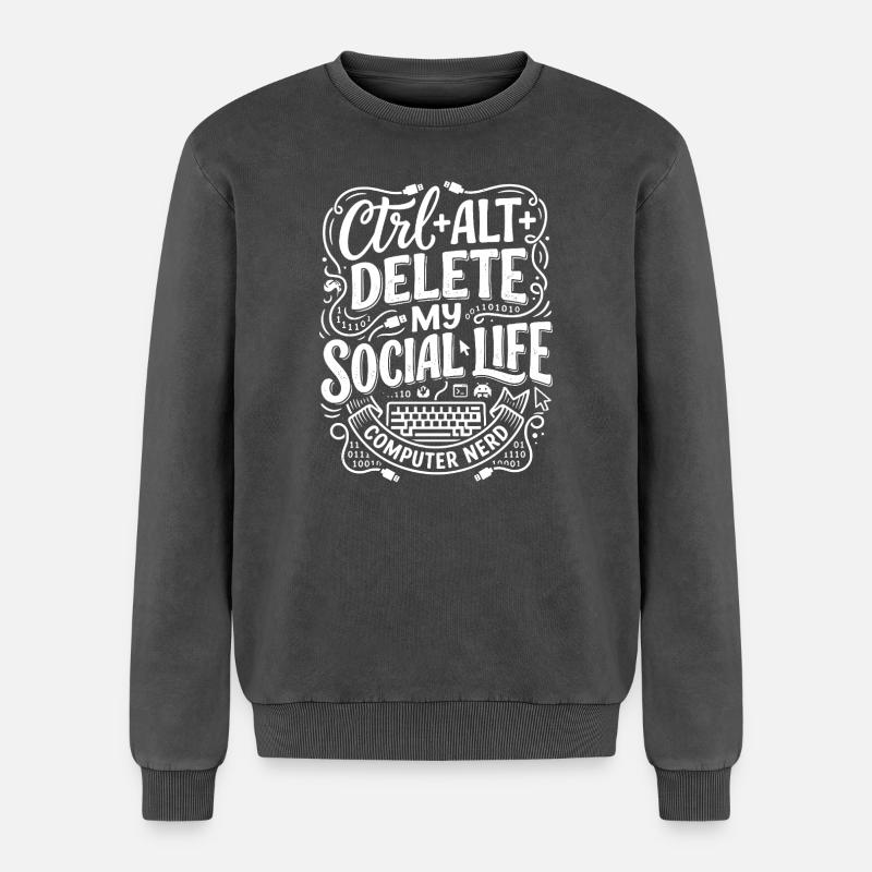 Ctrl+Alt+Delete – Computer Nerd Leben - Relaxed Unisex Premium Acid-Washed Sweatshirt - Schwarz Acid Wash