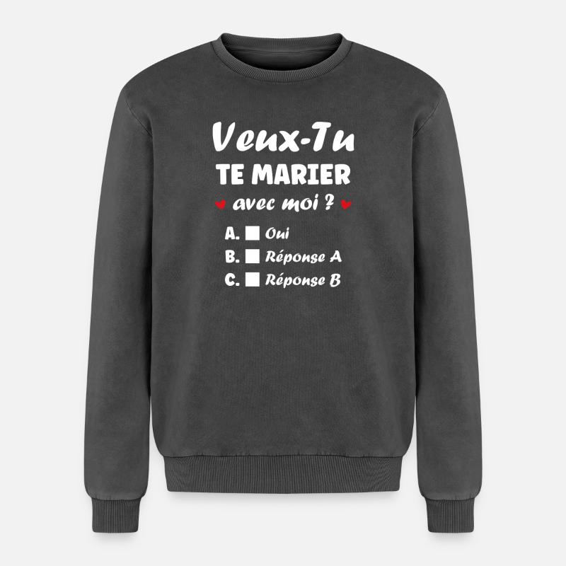 Interactive Wedding Proposal - Relaxed Unisex Premium Acid Washed Sweatshirt - acid washed black