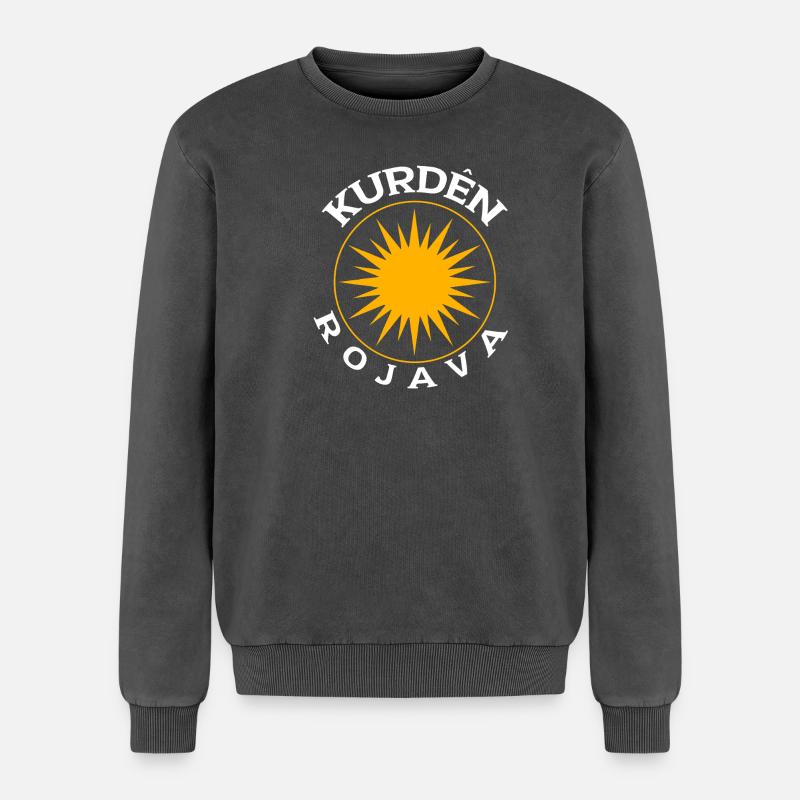 Kurds Rojava - Relaxed Unisex Premium Acid Washed Sweatshirt - acid washed black