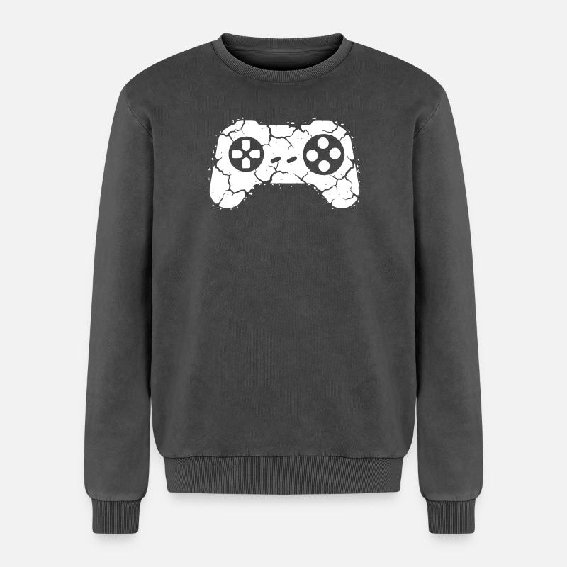 Controller Cracks Rage Quit - Relaxed Unisex Premium Acid Washed Sweatshirt - acid washed black