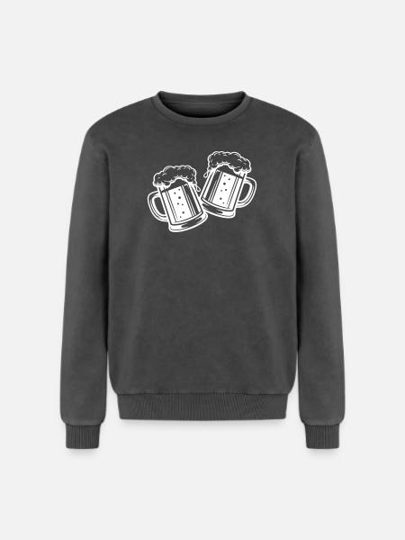 Bierglas Bier Anstossen - Relaxed Unisex Premium Acid-Washed Sweatshirt - Schwarz Acid Wash